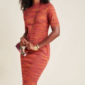 NEW MAUVE LINDY MULTI COLOR BODYCON KNIT MIDI DRESS